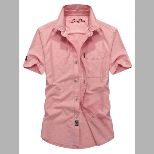 Men's Plus Size Casual Short Sleeve Button-Down Shirt