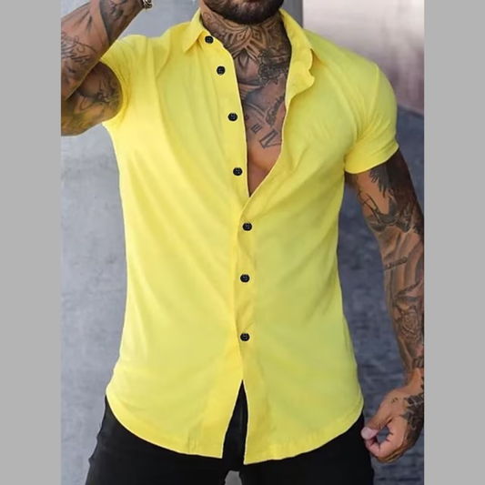 Men's Full Size Slim Fit Short Sleeve Button-Down Shirt Plus Size
