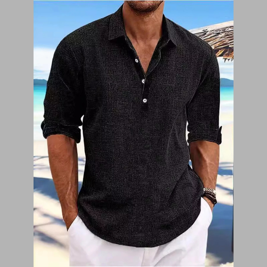 Men's Full Size Casual Half Button Shirt Plus Size