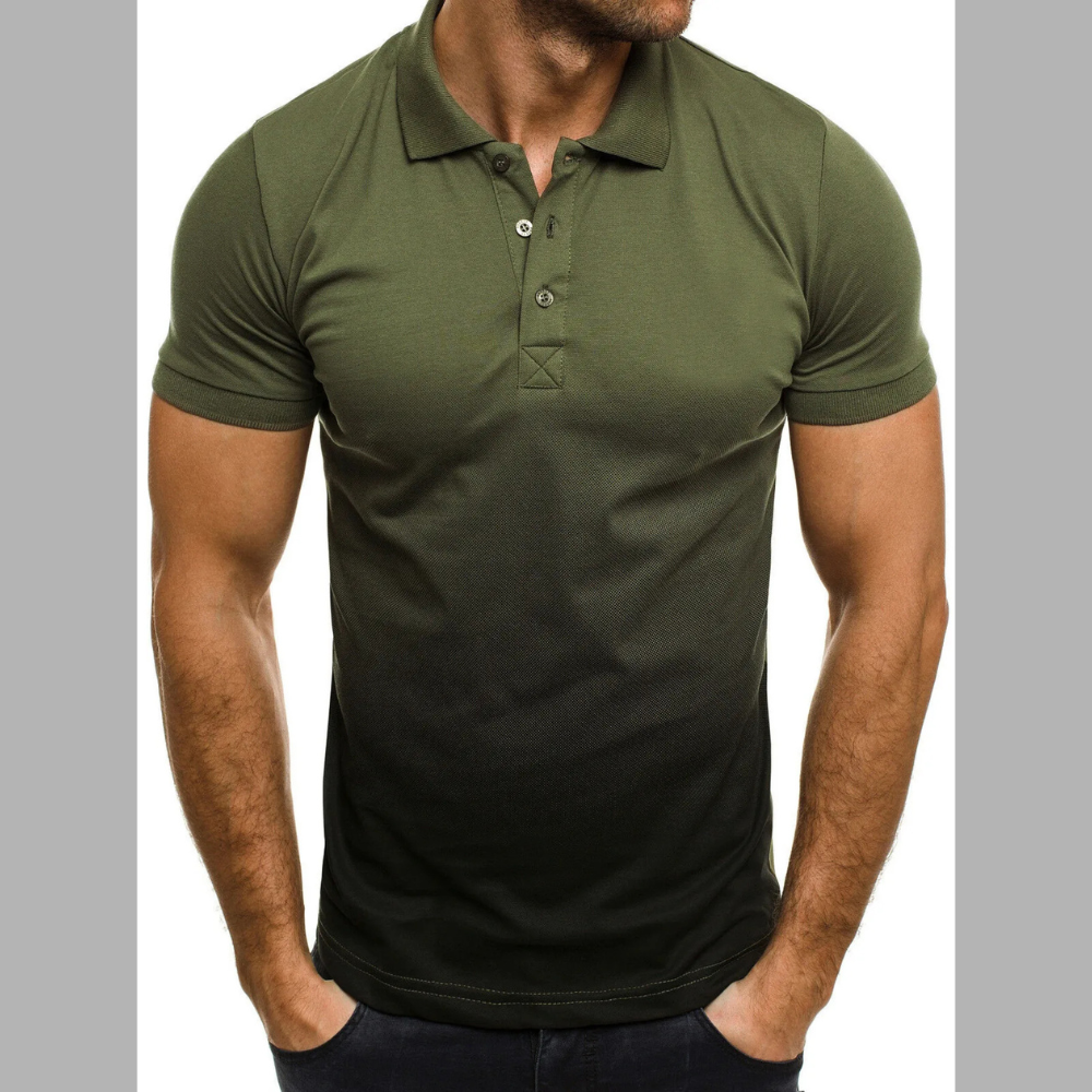Men's Full Size Gradient Short Sleeve Polo Plus Size