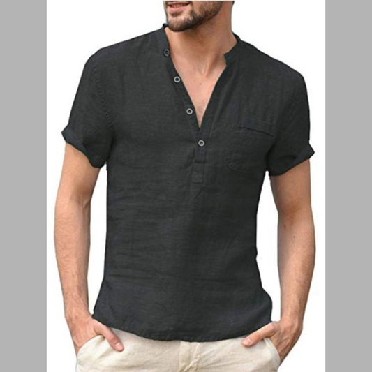 Men's Full Size Casual Solid Color Button Detail Shirt Plus Size