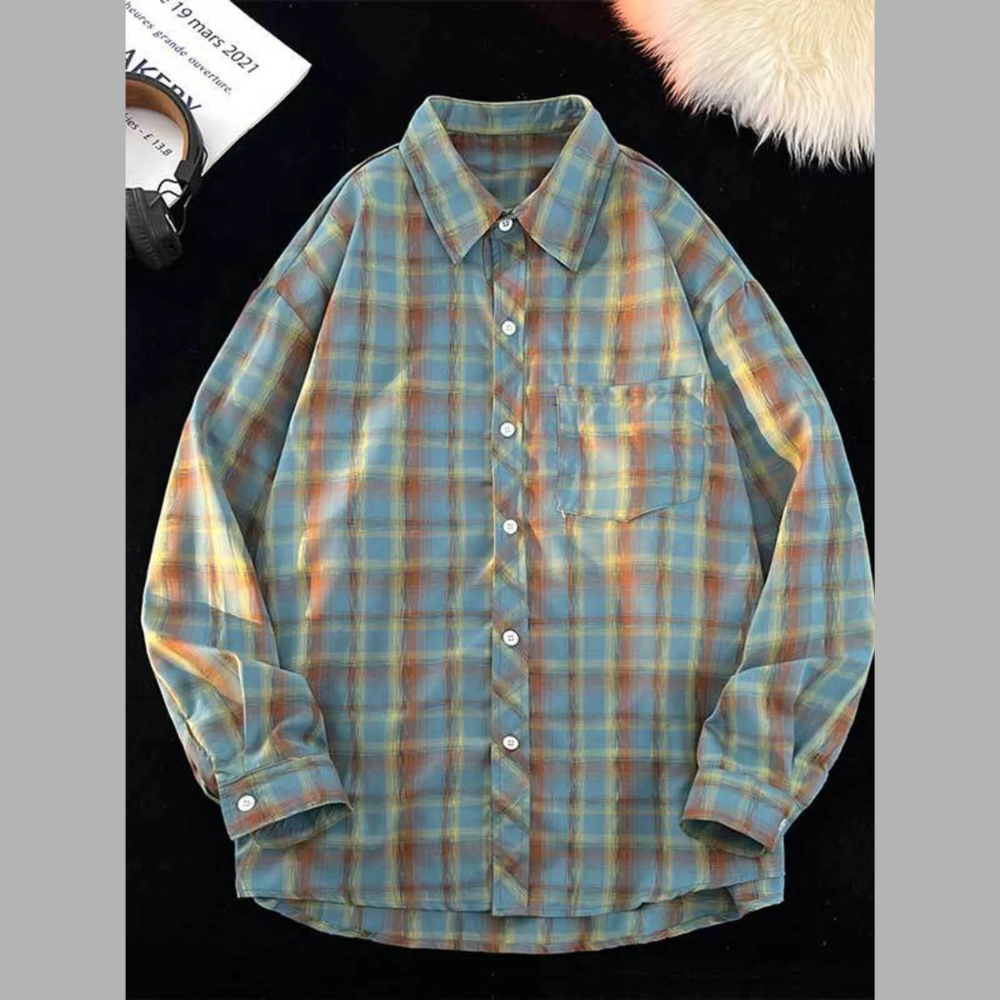 Men's Full Size Plaid Button Up Oversized Shirt Plus Size