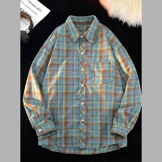 Men's Full Size Plaid Button Up Oversized Shirt Plus Size