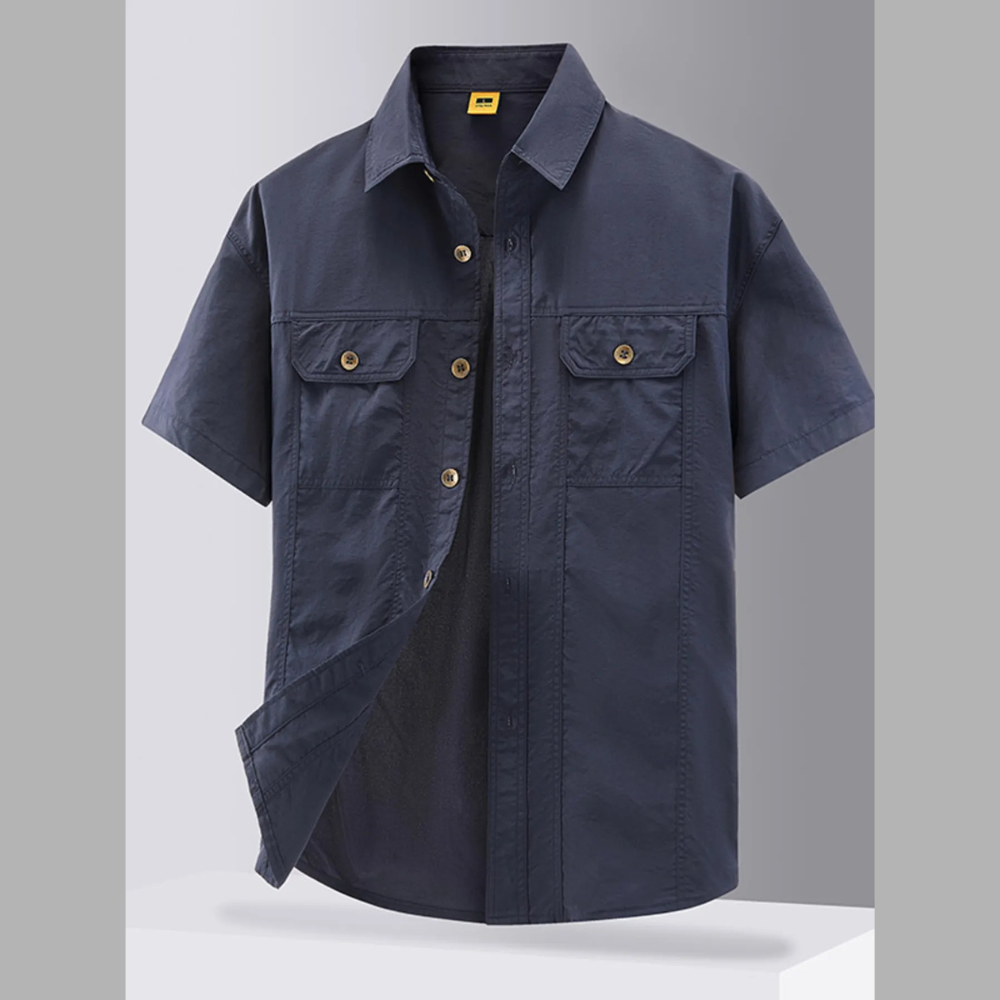 Men's Classic Plus Size Casual Short Sleeve Button-Down Shirt