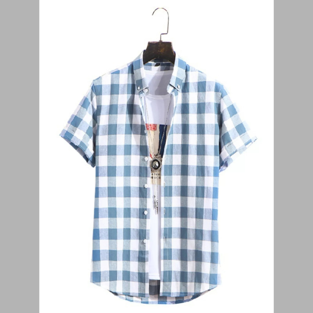Men's Plus Size Casual Plaid Short Sleeve Trendy Shirt