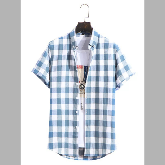 Men's Plus Size Casual Plaid Short Sleeve Trendy Shirt
