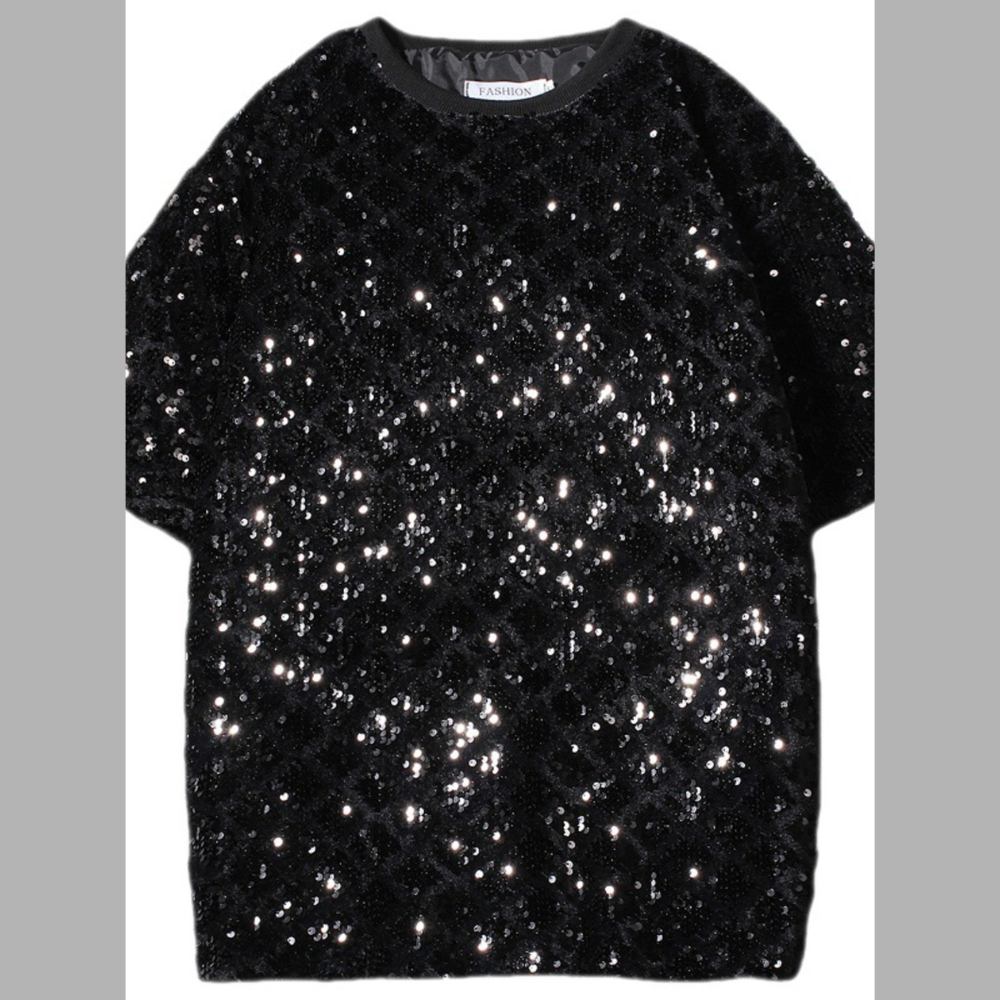 Men's Sequin Round Neck T-Shirt
