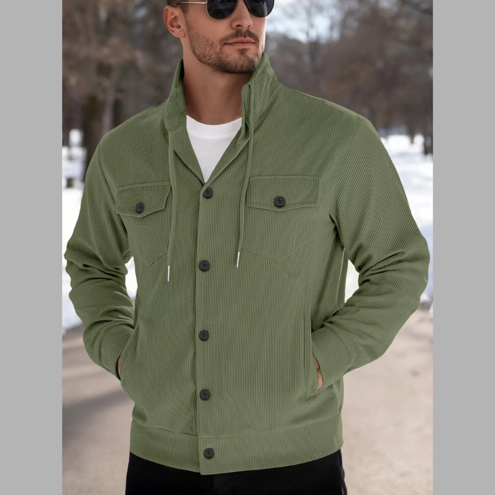 Men's Full Size Casual Corduroy Button-Down Jacket Plus Size
