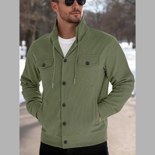 Men's Full Size Casual Corduroy Button-Down Jacket Plus Size