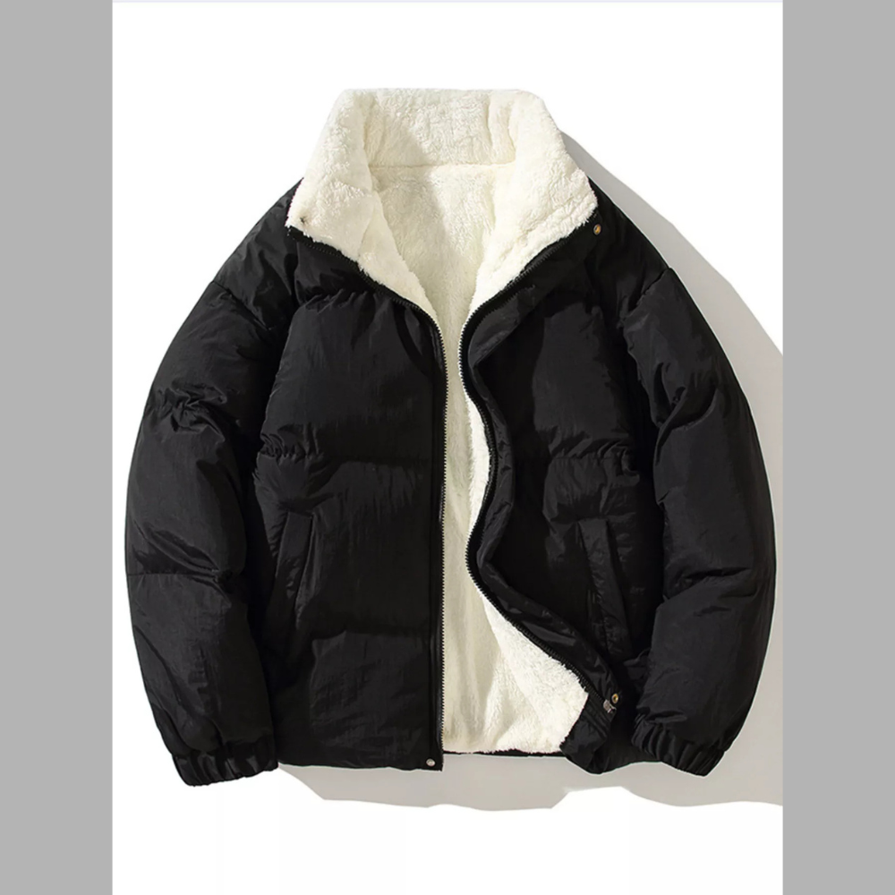 Men's Full Size Zip Up Fleece Puffer Jacket Plus Size