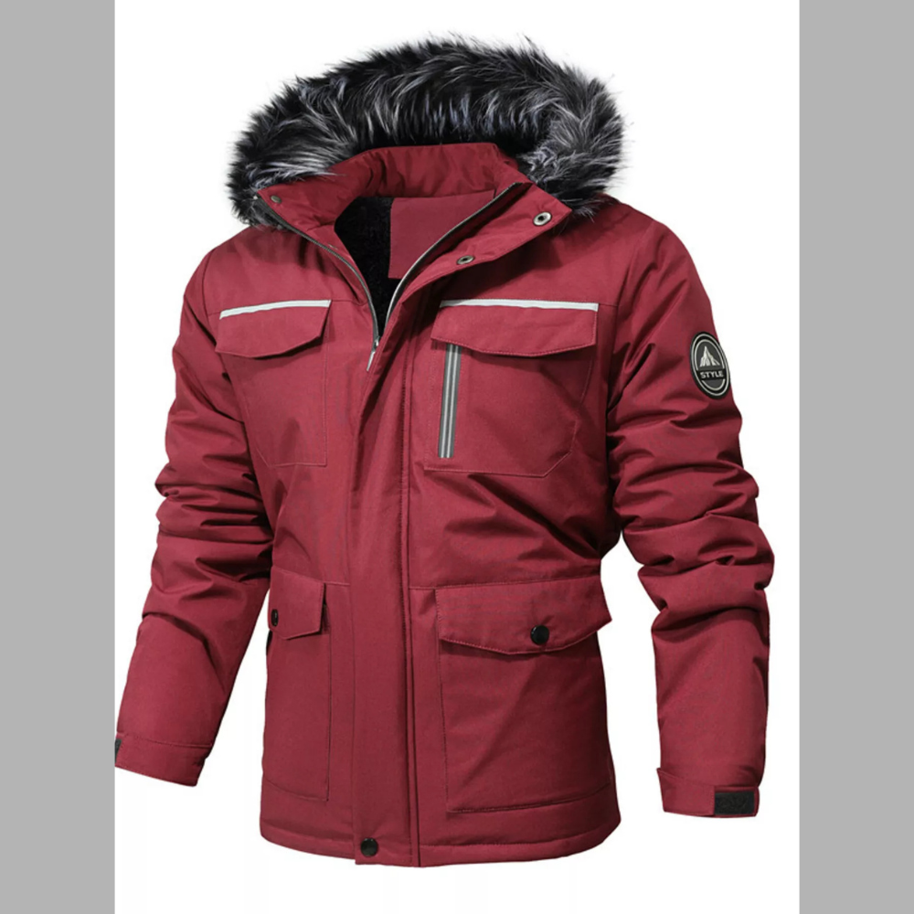 Men's Plus Size Fur Hooded Casual Winter Parka Coat