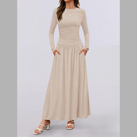 Long Sleeve Maxi Dress with Pockets