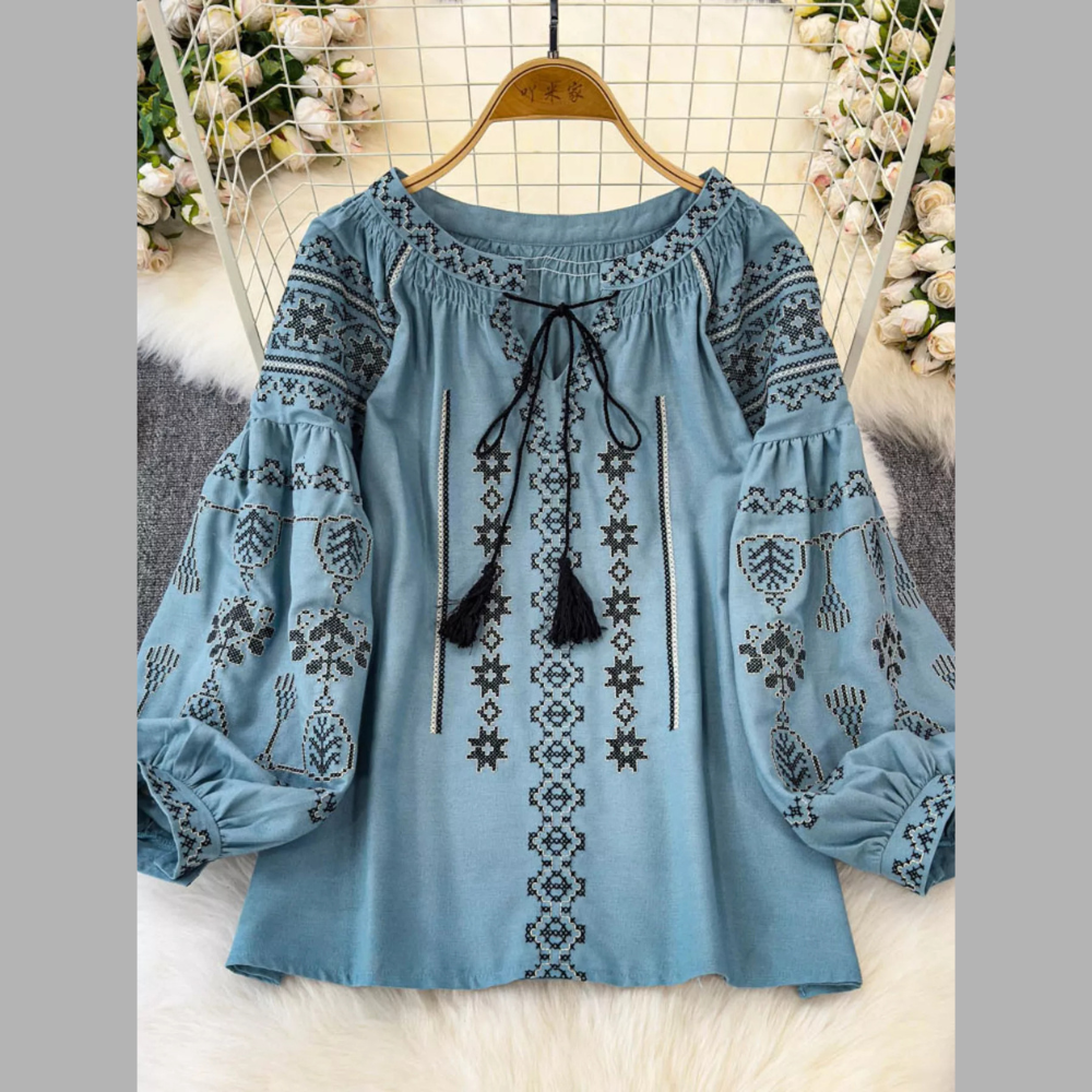 Tie Neck Long Sleeve Blouse