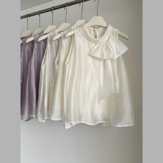 Bow Chiffon Sleeveless Top