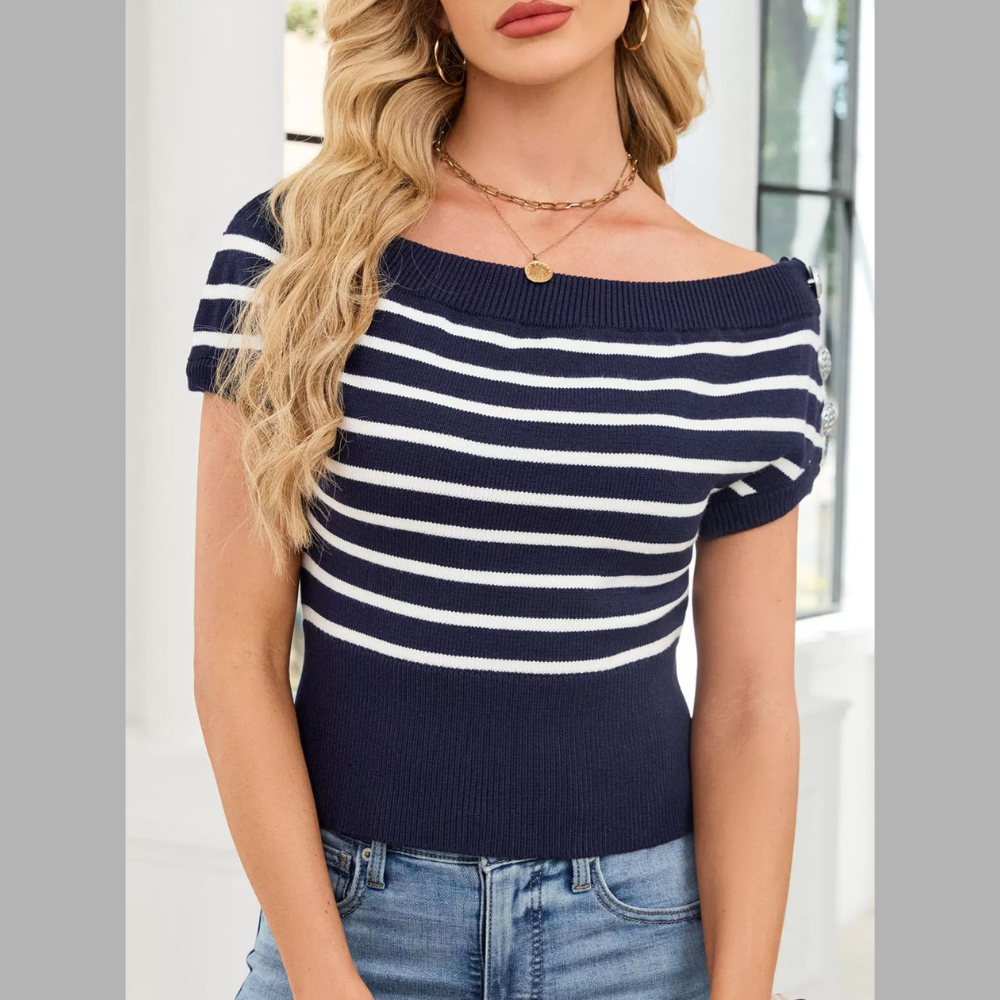 Striped Short Sleeve Sweater