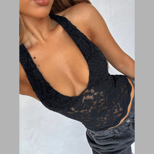 Lace Halter Neck Tank