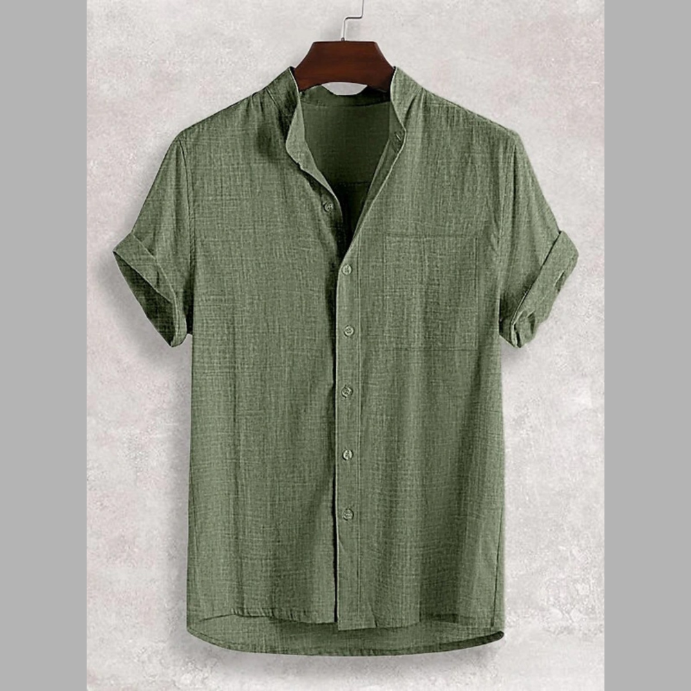 Men's Full Size Casual Button Up Trendy Short Sleeve Shirt Plus Size
