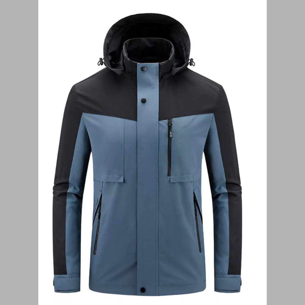 Men's Plus Size Two-Tone Hooded Outdoor Jacket