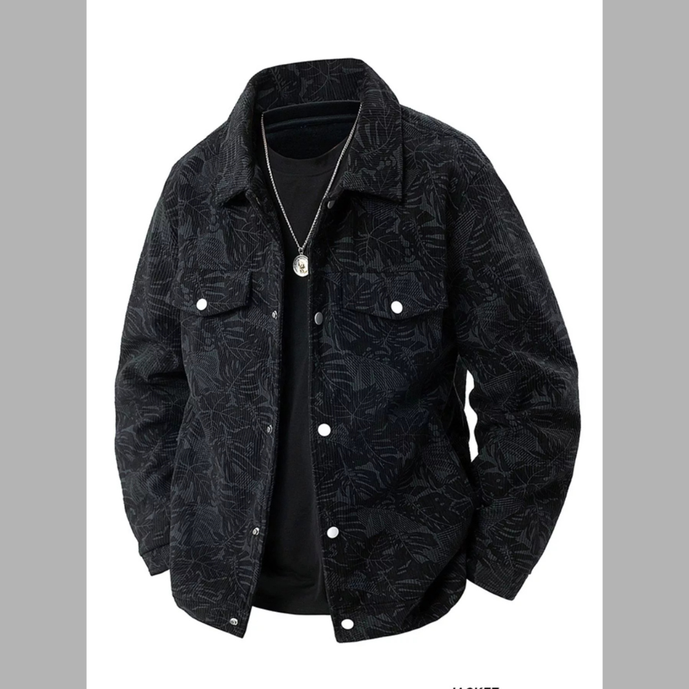 Men's Plus Size Corduroy Snap Down Casual Jacket