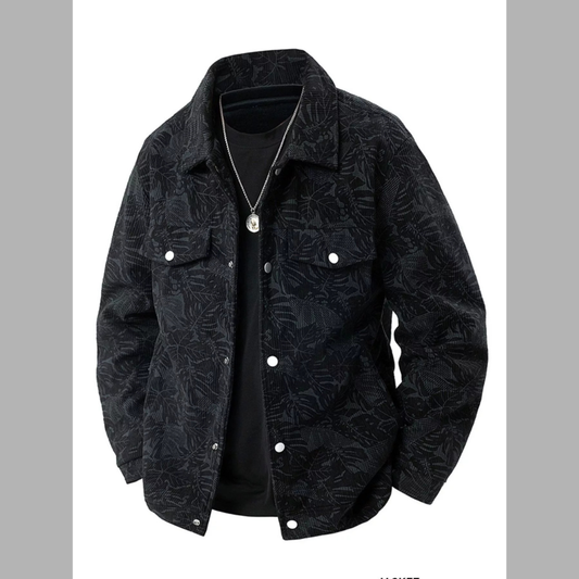 Men's Plus Size Corduroy Snap Down Casual Jacket