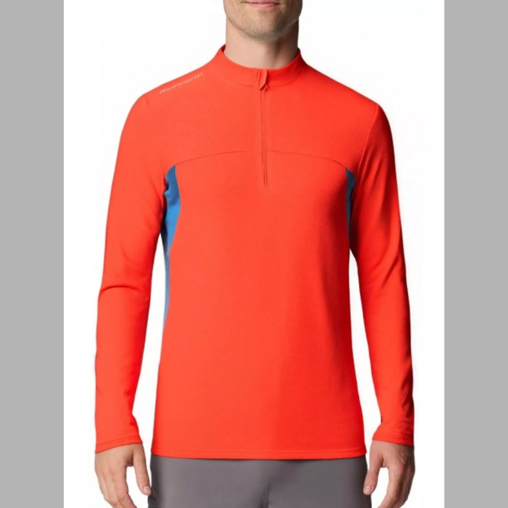 Men's Plus Size Long Sleeve Active T-Shirt with Zipper