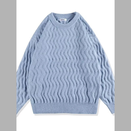 Men's Textured Wave Knit Sweater