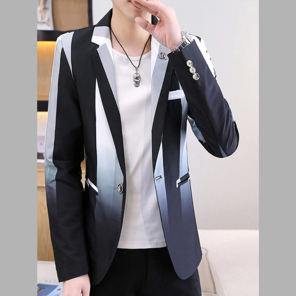 Men's Plus Size Gradient Striped Slim Fit Blazer