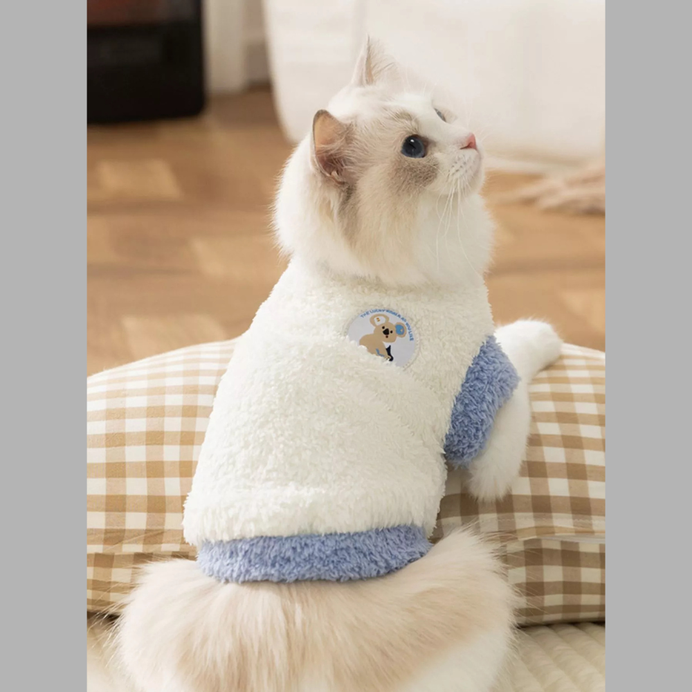 Cozy Plush Pet Sweater with Cute Patch