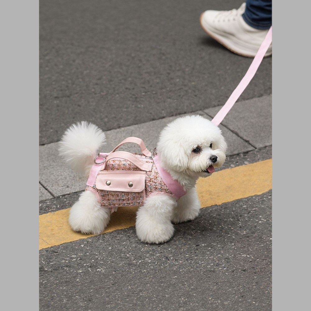 Tweed Pet Harness with Strap