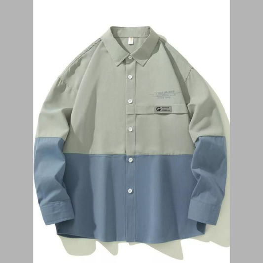 Men's Classic Plus Size Two-Tone Casual Button-Down Shirt
