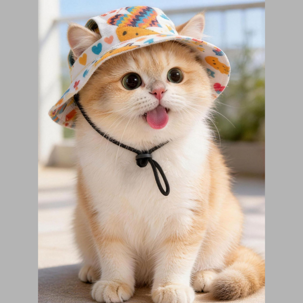 Adjustable Chin Strap Pet Bucket Hat