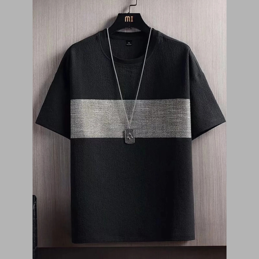 Men's Plus Size Textured Round Neck T-Shirt