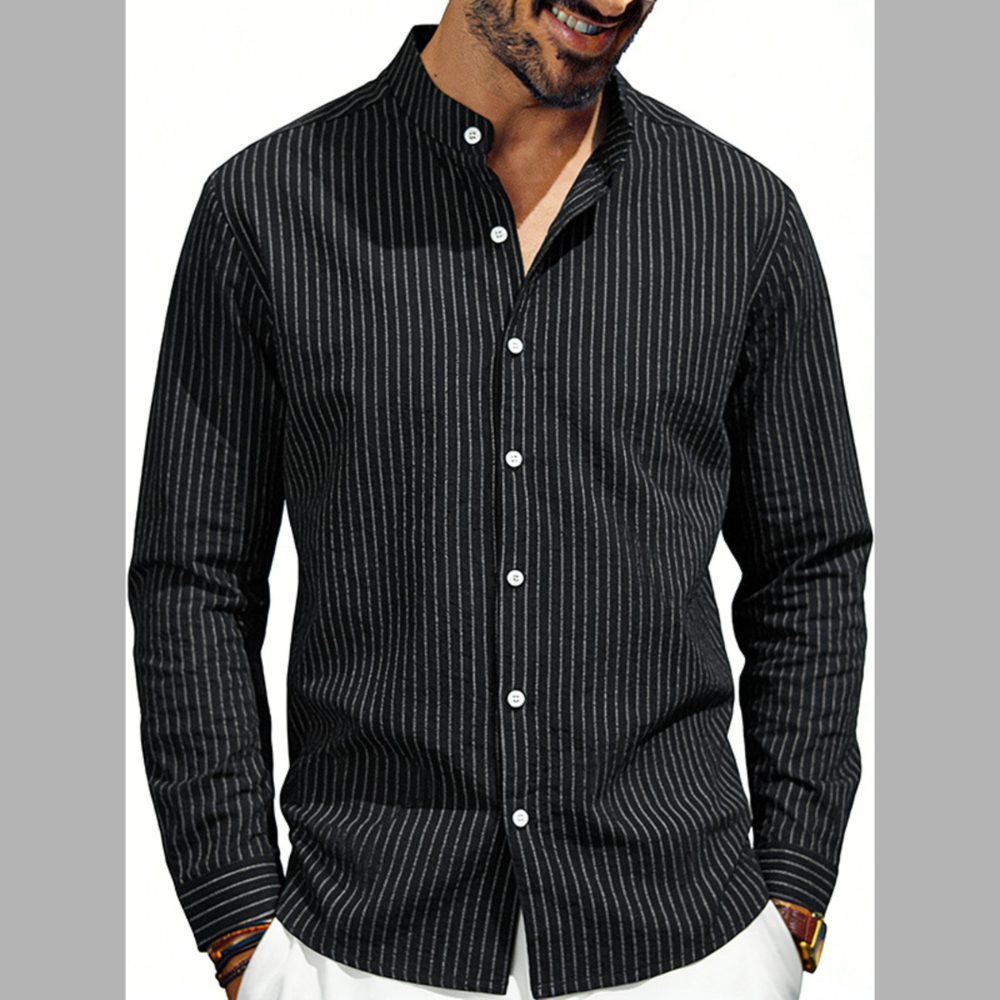 Men's Full Size Striped Long Sleeve Shirt Plus Size