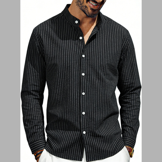Men's Full Size Striped Long Sleeve Shirt Plus Size