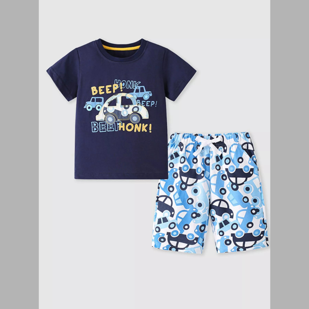 Children's Car Print Tee and Shorts Set