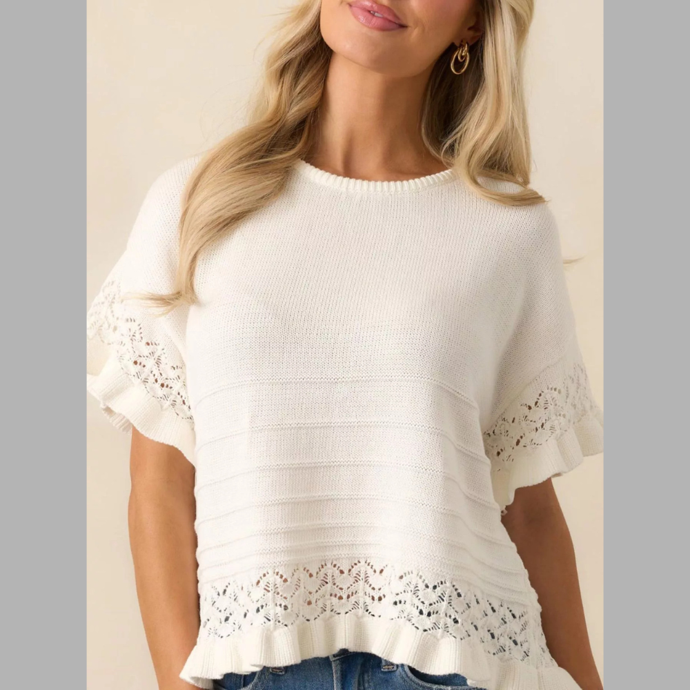 Lace Trimmed Knit Top