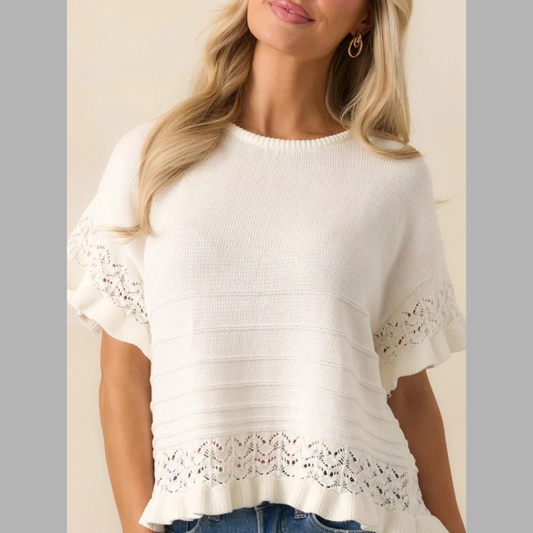 Lace Trimmed Knit Top