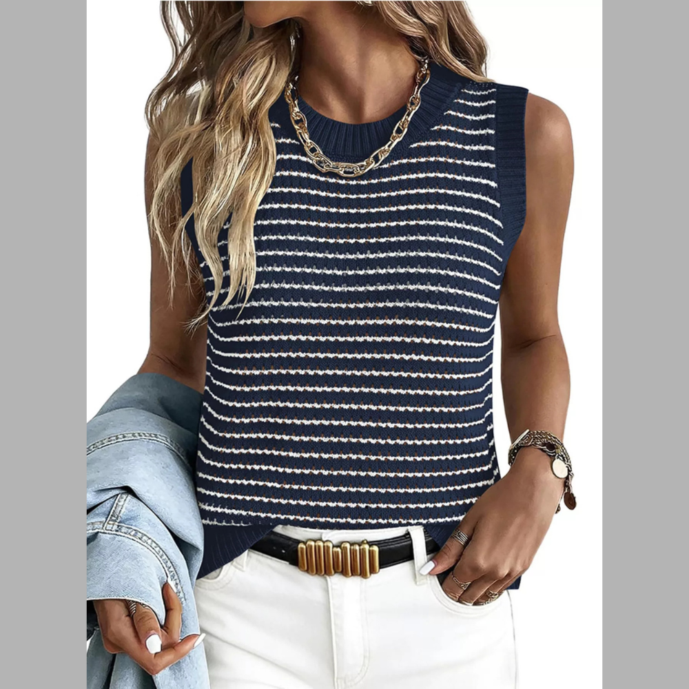 Striped Knit Sweater Vest