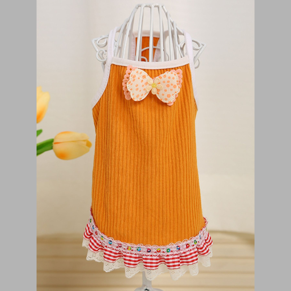 Bowknot Ruffled Hem Pet Top