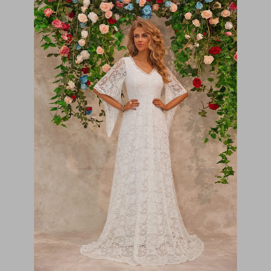Lace V-Neck Floor length Dress