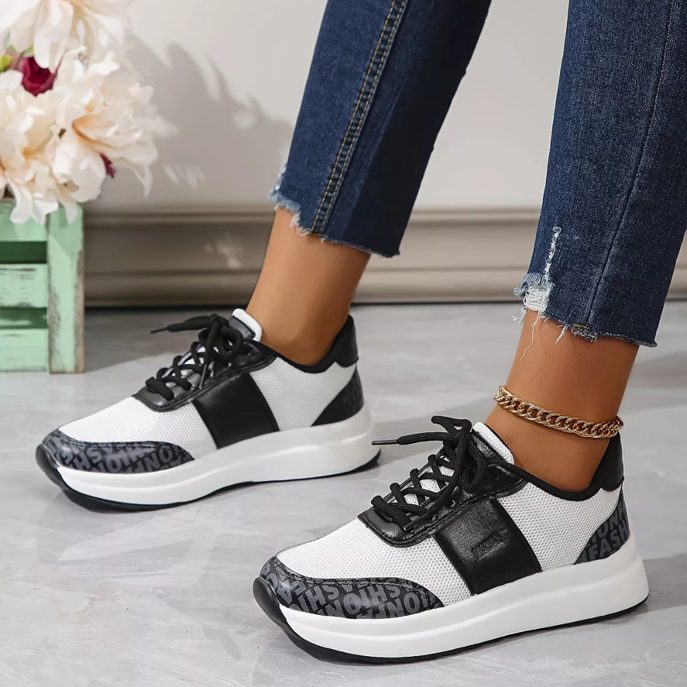Trendy Round Toe Lace Up Sneakers