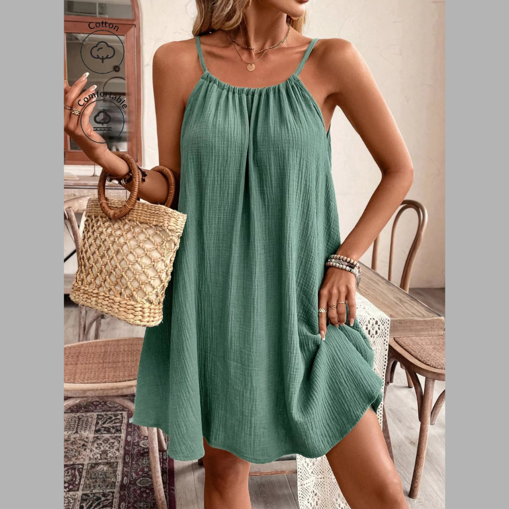 Casual Spaghetti Strap Gauze Dress