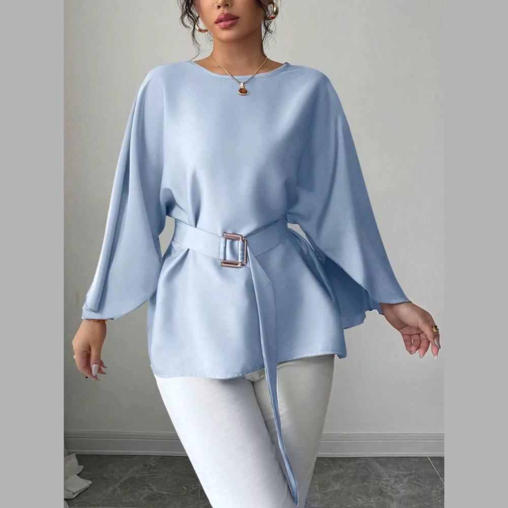 Batwing Sleeve Belted Blouse
