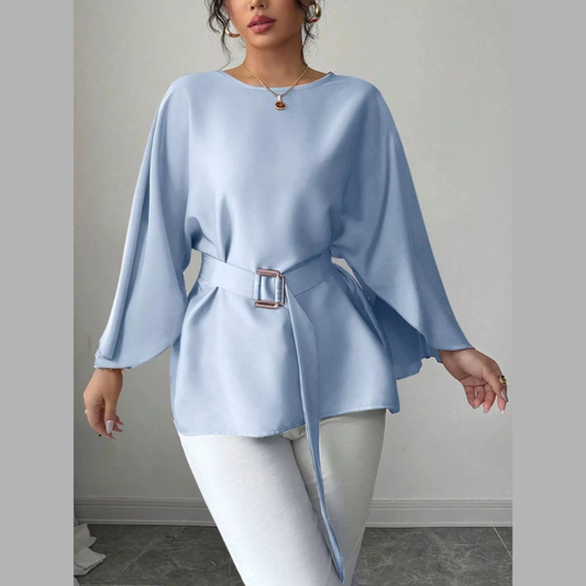 Batwing Sleeve Belted Blouse
