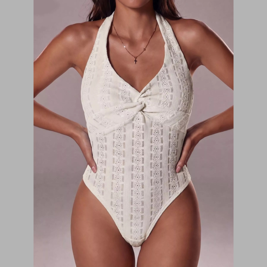 Halter Neck Twisted Front Bodysuit