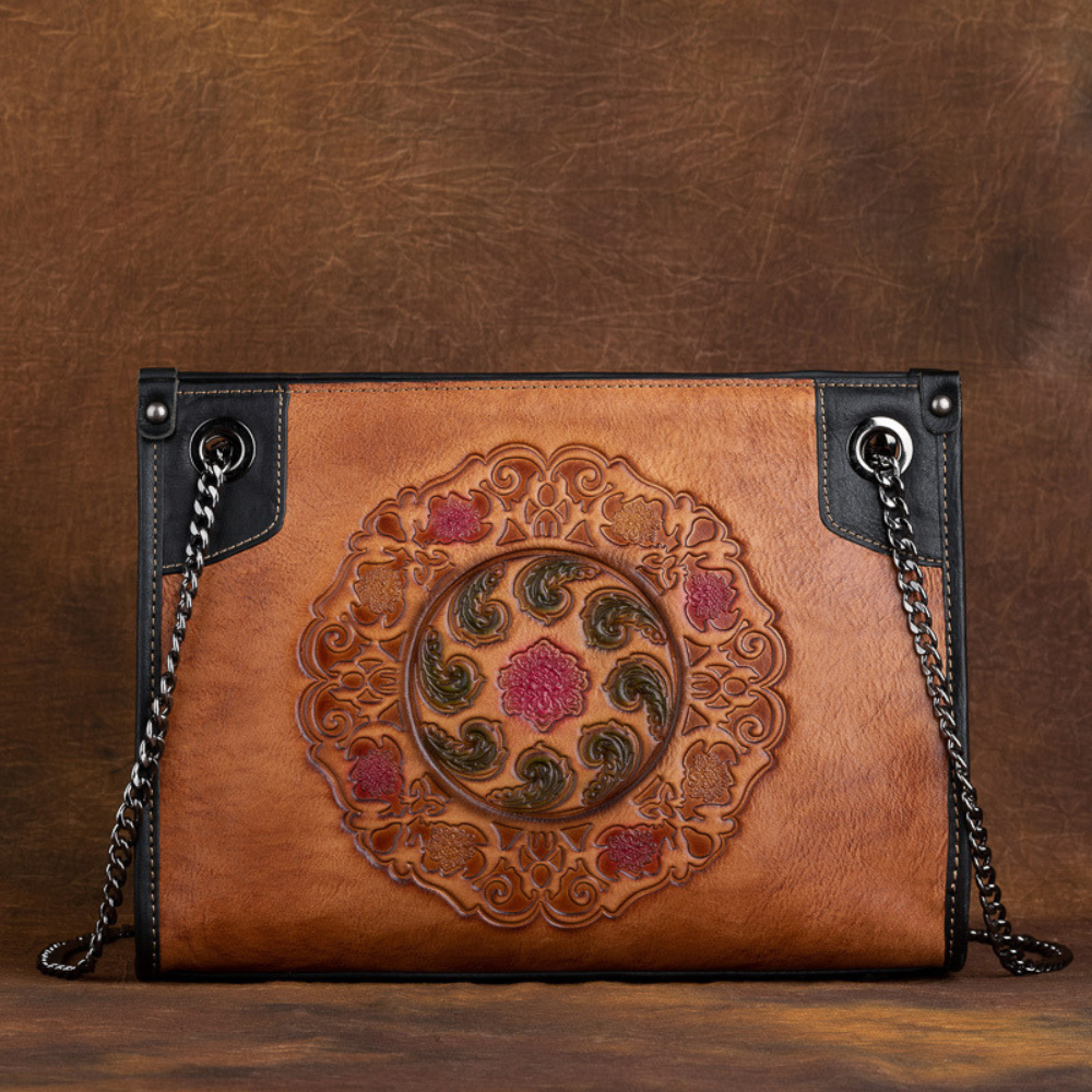 Large-Capacity ShoulderCrossbody Top-Grain Leather Tote Bag