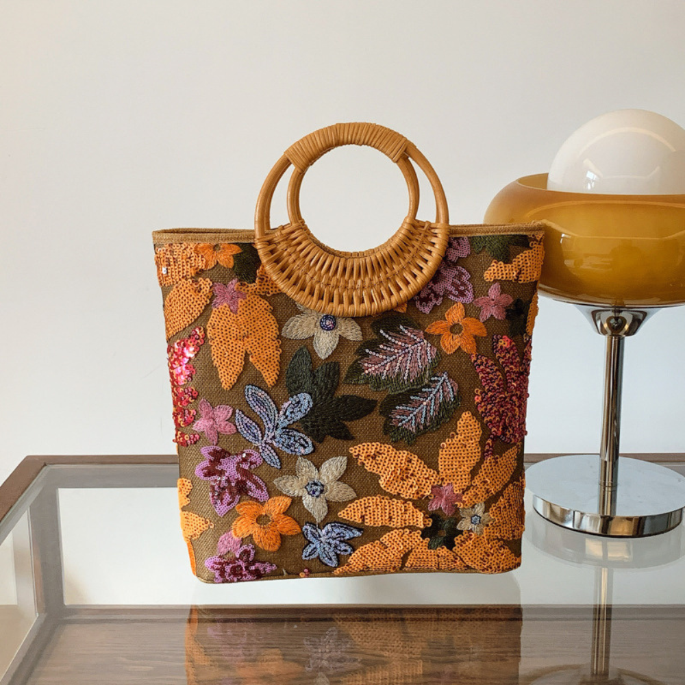 Woven Ring Bamboo Handbag