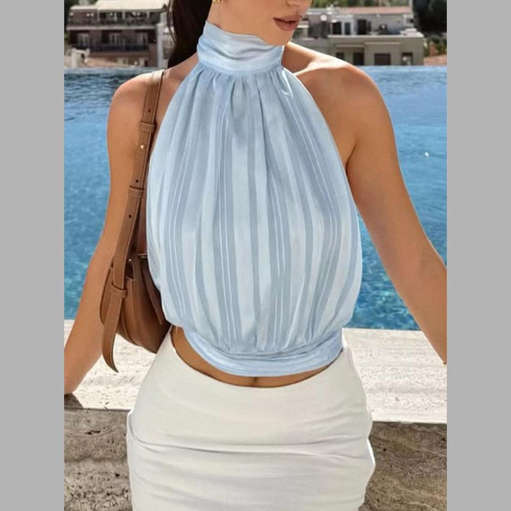 Halter Neck Striped Cami Top