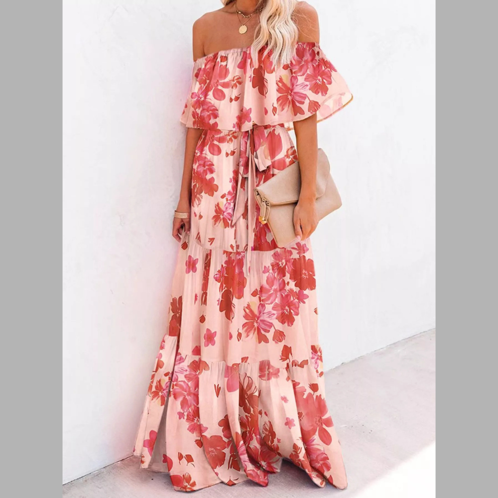 Full Size Off-Shoulder Tiered Maxi Dress Plus Size
