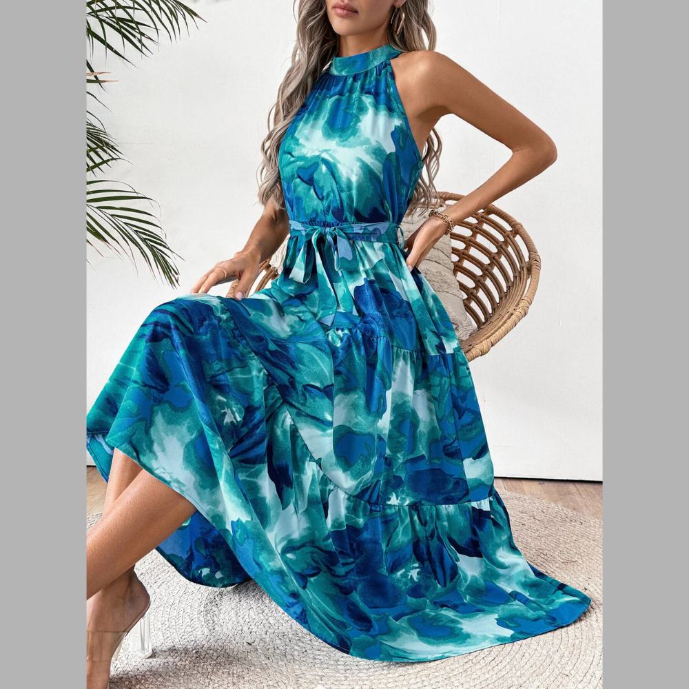Floral Tie-Waist Tiered Midi Dress